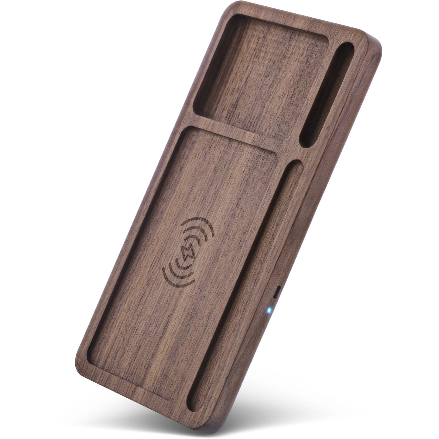 Organizer with integrated Qi charging